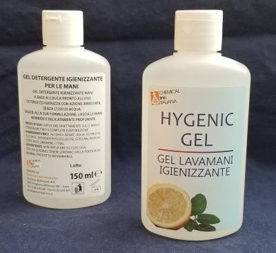 Gel igienizzante mani base alcol in flacone da 150 ml. ricaricabile